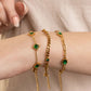 Paperclip Emerald Stone Station Bracelet: Gold