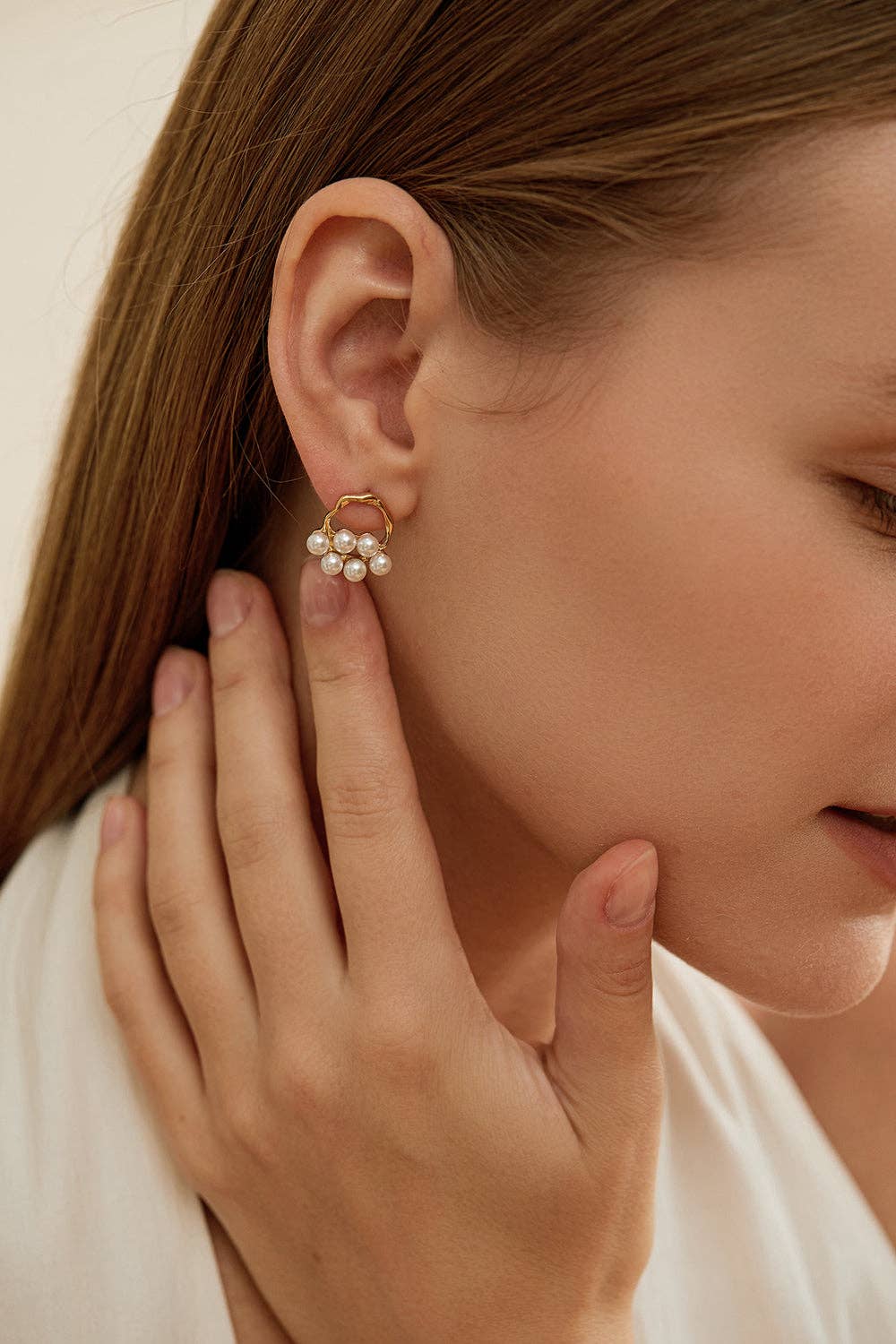 Gold Pearl Dangle Drop Earring For Women