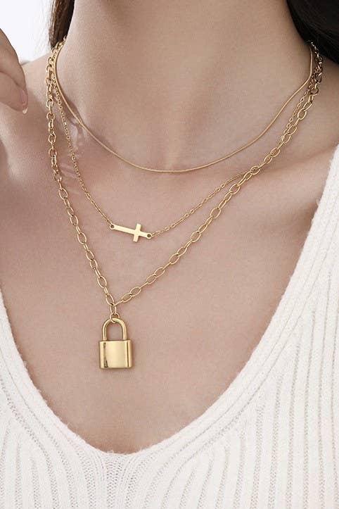 18K STAINLESS STEEL TARNISH FREE LAYERED NECKLACE Gold