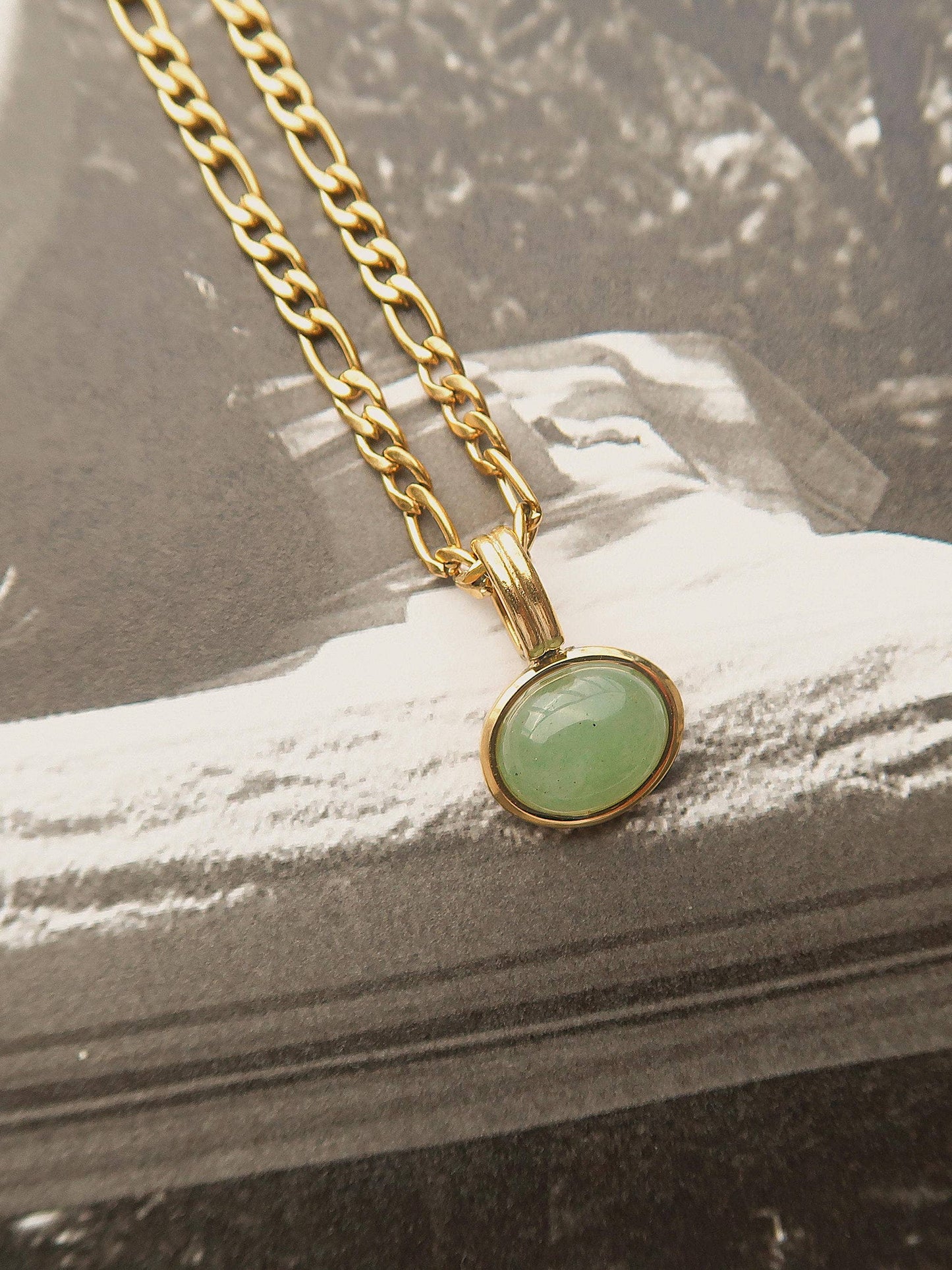Winslow Non-Tarnish Green Stone Pendant Chain Necklace: Green