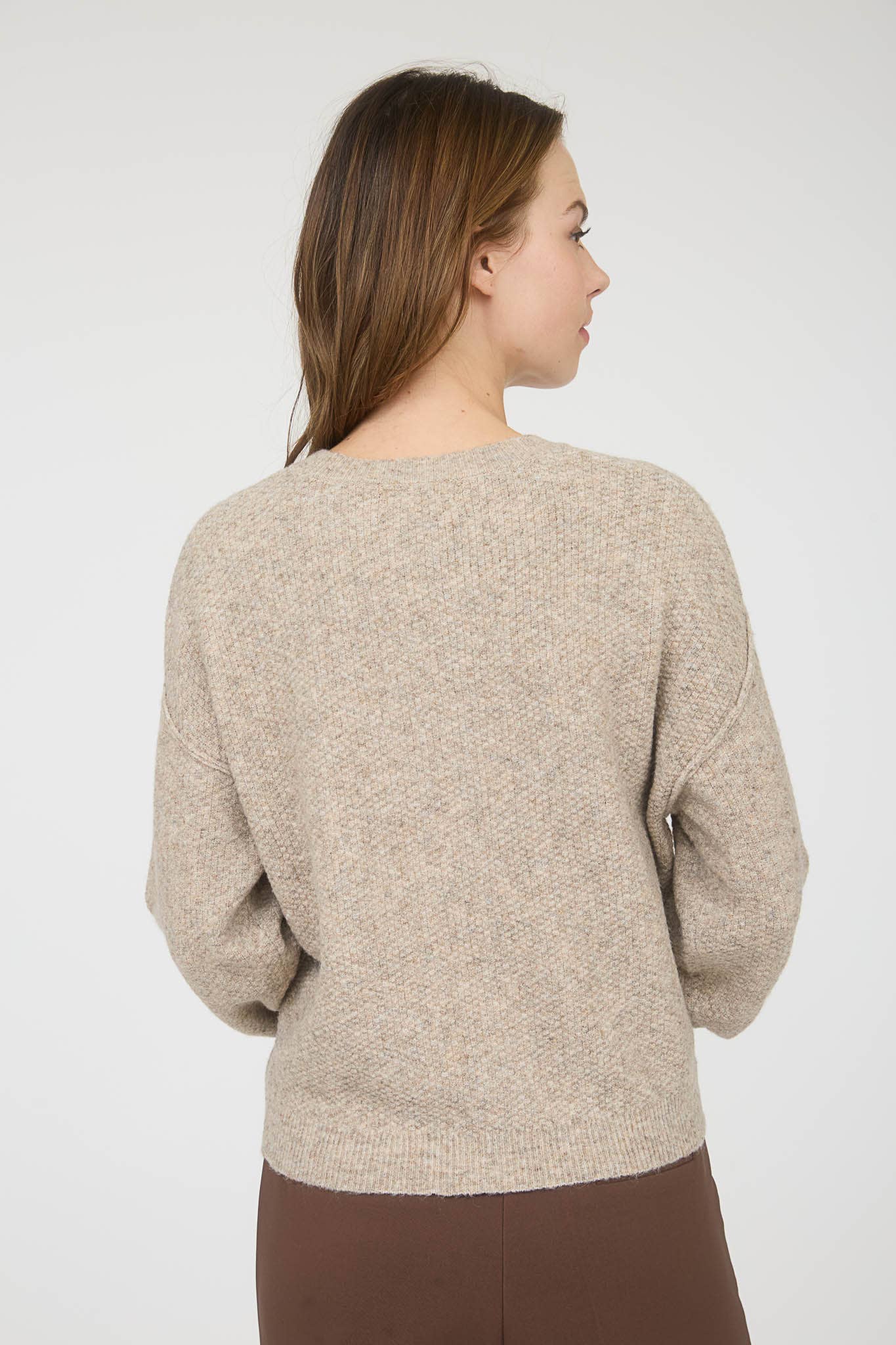 RIBBED TRIM BUTTON DOWN LONG SLEEVE KNIT CARDIGAN