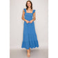 Denim Blue Flutter Strap Smocked Woven Maxi Dress