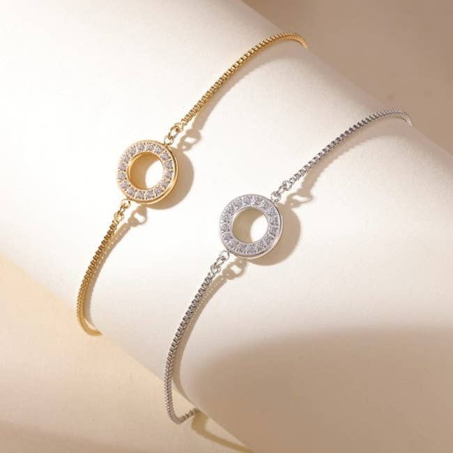 18K STAINLESS STEEL TARNISH FREE GEMSTONE BRACELET Silver