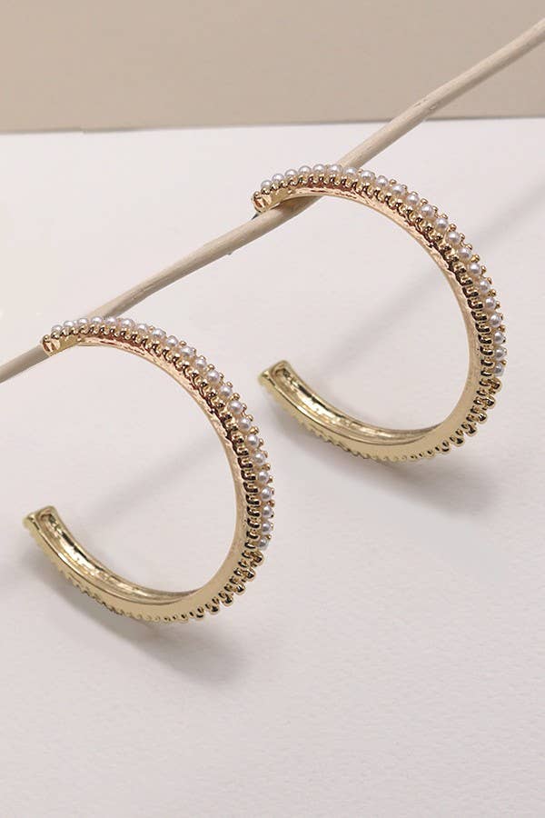 Savannah PEARL HOOP EARRINGS PVD GOLD