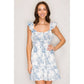 Flutter Strap Sweetheart Woven Mini Dress: Audrey Toile