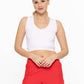 Seamless Ribbed V-Neck Crop Top: White / S:M:L