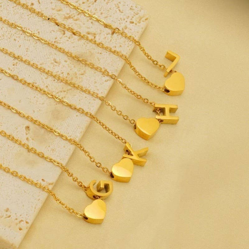 18K STAINLESS STEEL TARNISH FREE INITIAL NECKLACE: A,G, H,L