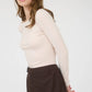 BOAT NECK LONG SLEEVE SOLID KNIT TOP: LIGHT KHAKI