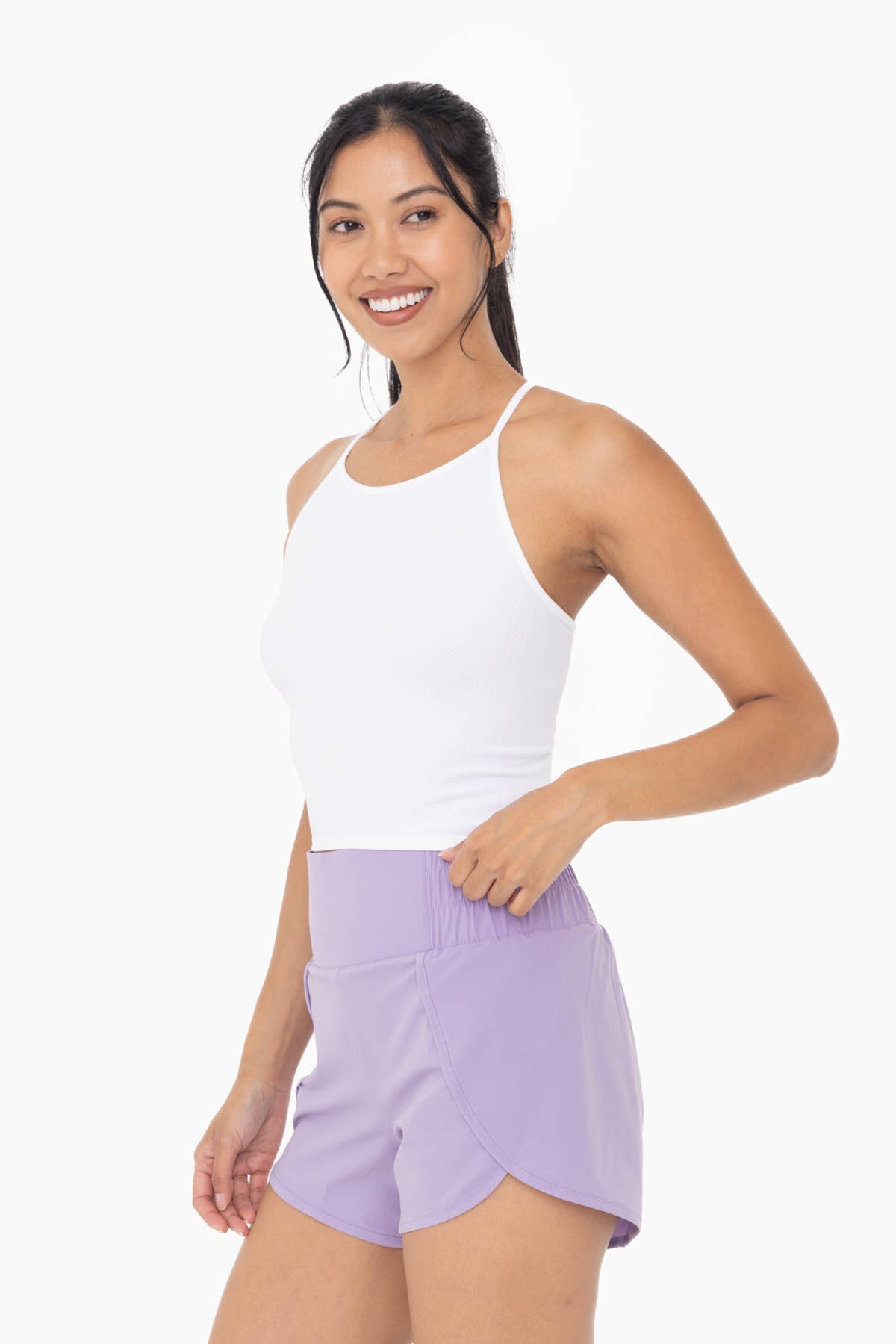 Seamless Ribbed T-Strap Tank Top: White (final sale)