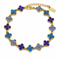 18K Gold Plated Ombre Crystal Clover Chain Bracelet