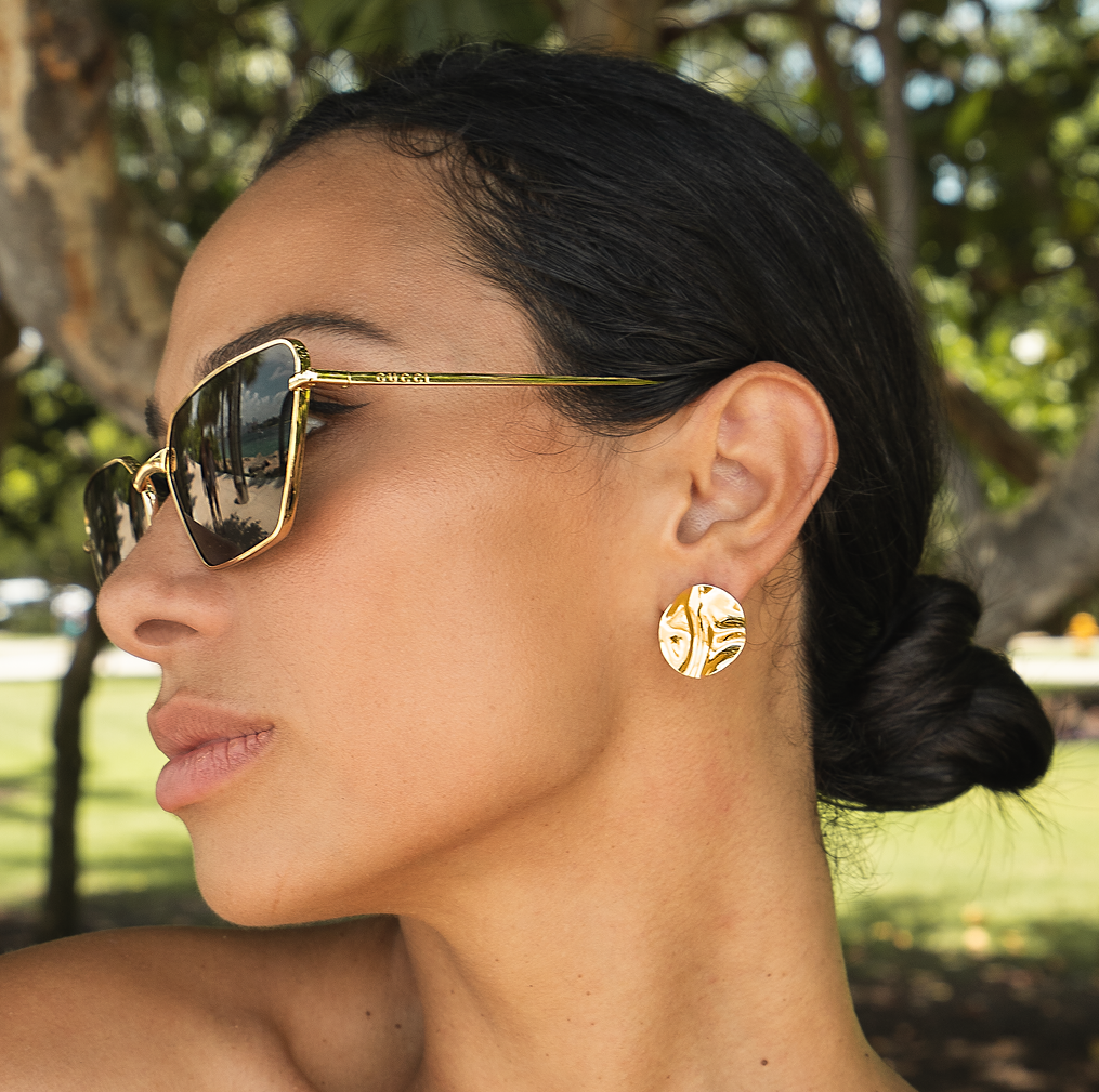 Leala 18K Gold Filled Small Round Minimalist Stud Earrings (L390)