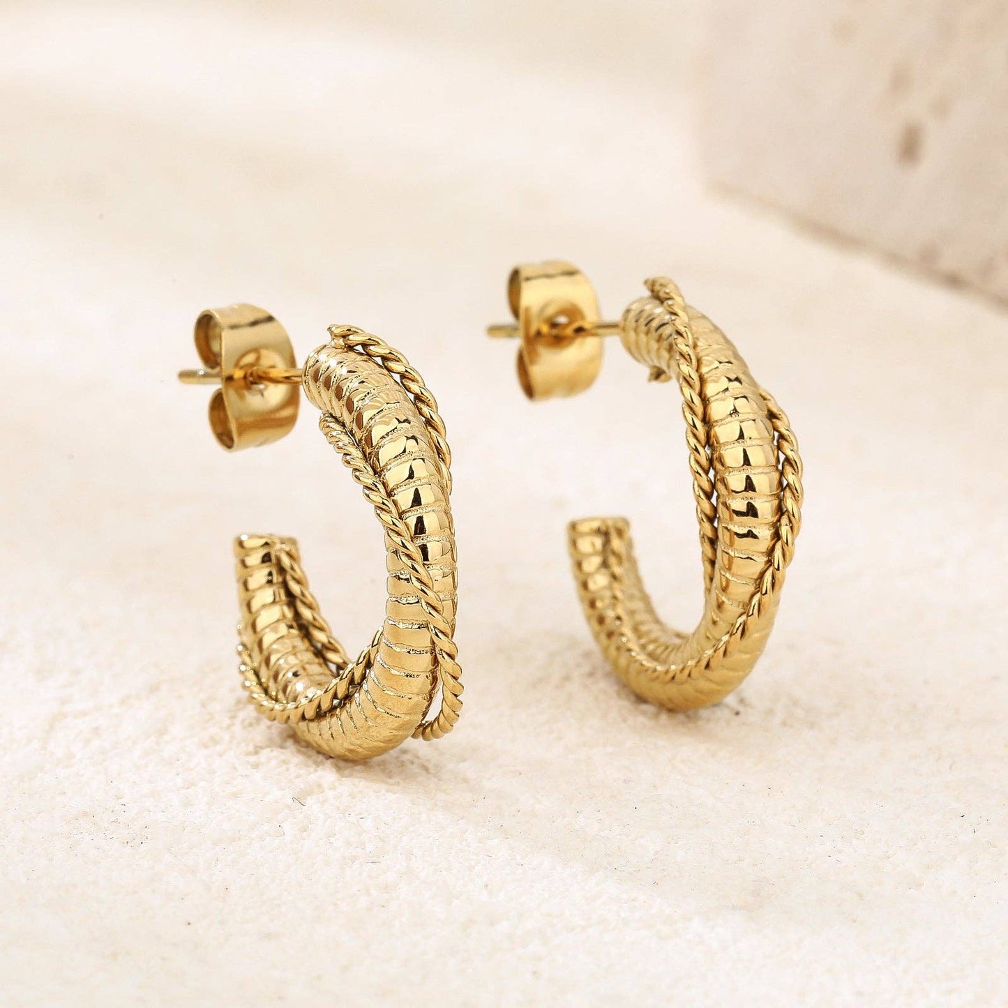 Trendy Chunky Gold Hoop Earrings