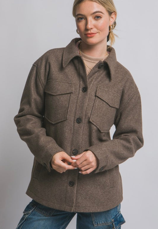 Brown Fleece Shacket