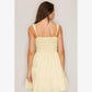 Tie Neck Sleeveless A-Line Ruffle Hem Mini Dress Light Yellow