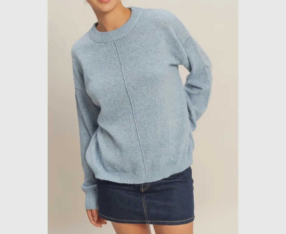 Front Seam Crew Neck Sweater:S-M-L(2-2-2)