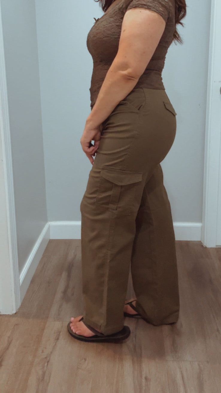 SHAY TWILL WIDE LEG CARGO PANTS