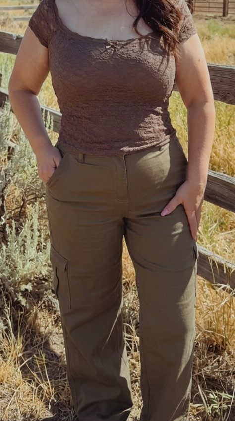 SHAY TWILL WIDE LEG CARGO PANTS