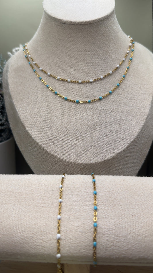 18K Gold PVD Stainless Steel Confetti Chain Necklace: Gold / 16+2"