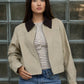CONTRAST CORDUROY COLLAR ZIPUP JACKET