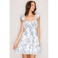 Flutter Strap Sweetheart Woven Mini Dress: Audrey Toile