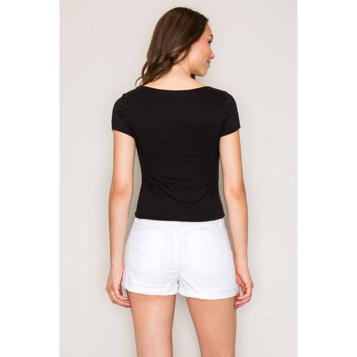 Double Layered Square Neck Short Sleeve Top