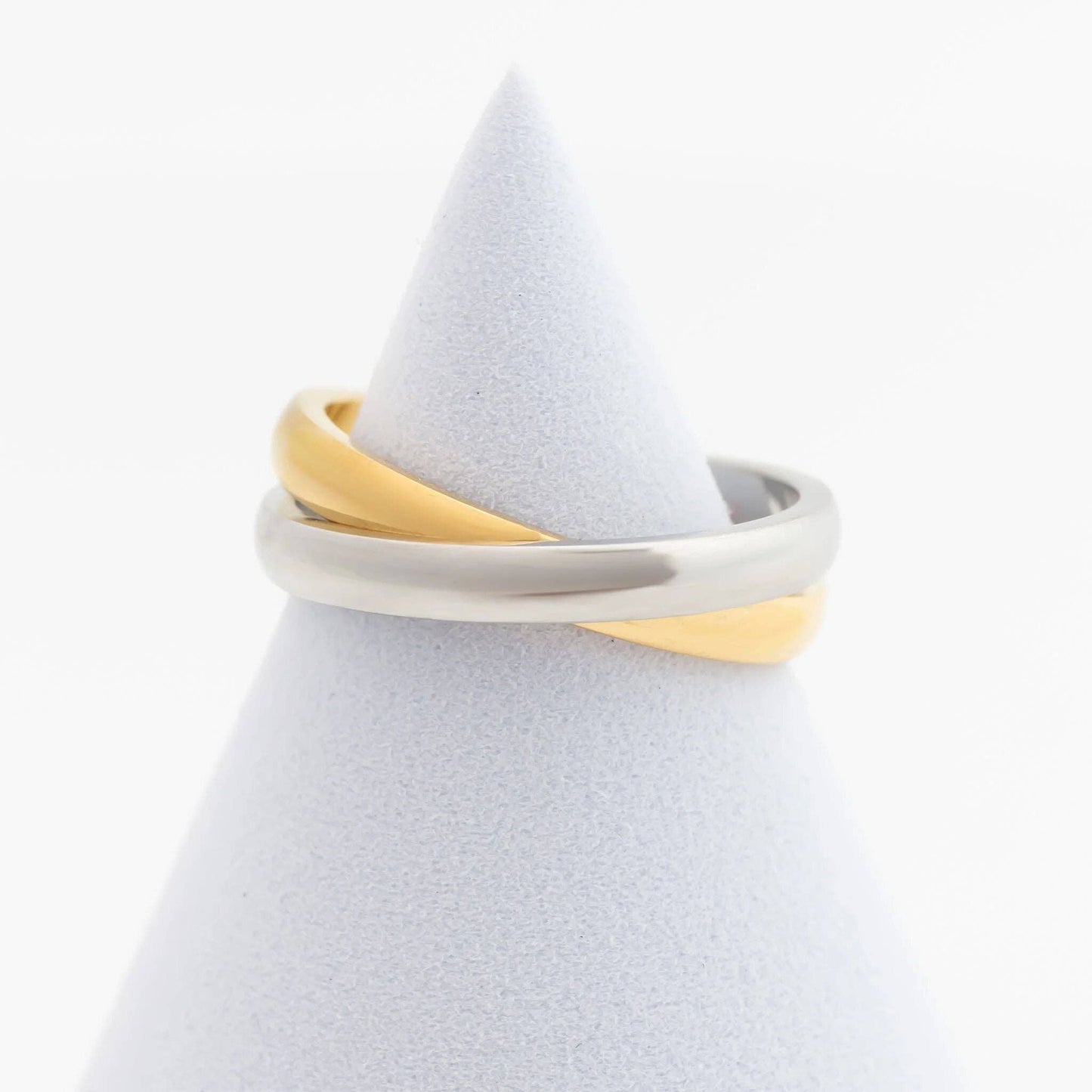 18K Gold PVD Stainless Steel Mixed Metal Intertwined Ring: Mixed Metal