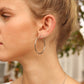 18K Gold PVD Stainless Steel Round Tube Hoop Earrings: Stainless / 30mm