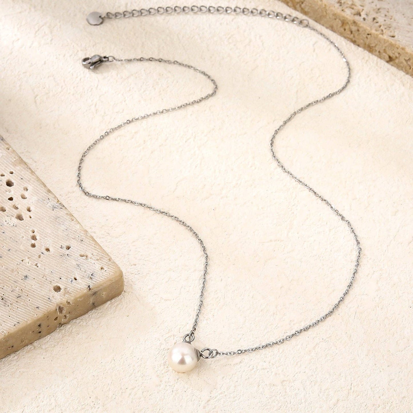 Single 8mm Pearl Chain Necklace