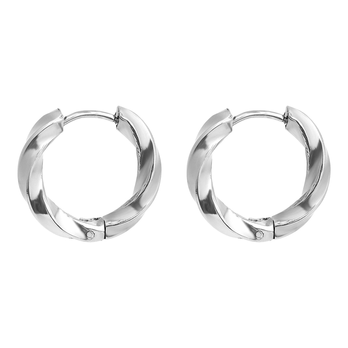18K Gold PVD Stainless Steel Textured Twisted Huggie Hoop Earrings / ERJ0026: Stainless / 18mm