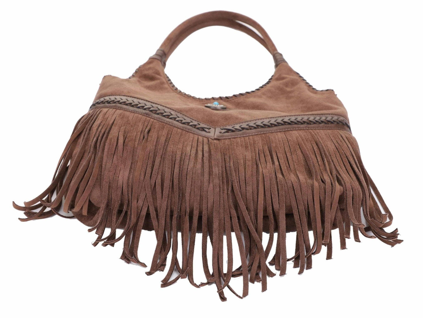EJ60273SU Faux Suede Western Fringe Tote Bag: