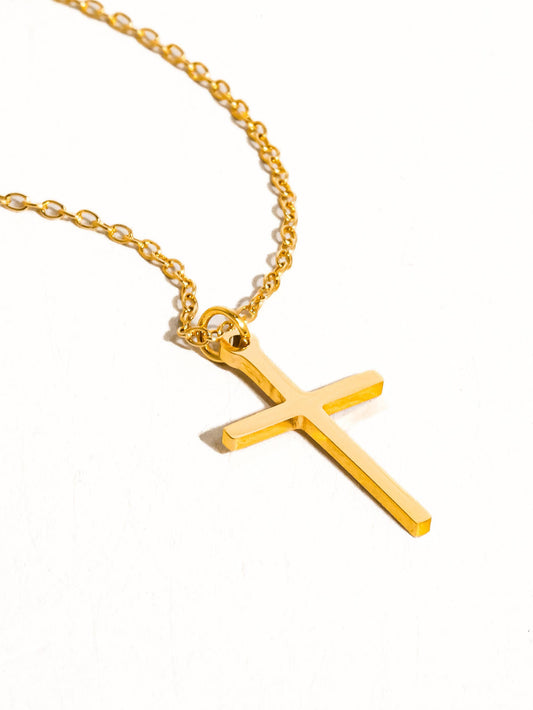 Tirza 18K PVD Gold Non-Tarnish Small Cross Necklace: Yellow Gold