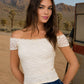 LACE FRONT BOW DETAIL SHORT SLEEVE KNIT TOP