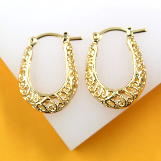18K Gold Filled Designed Hoops