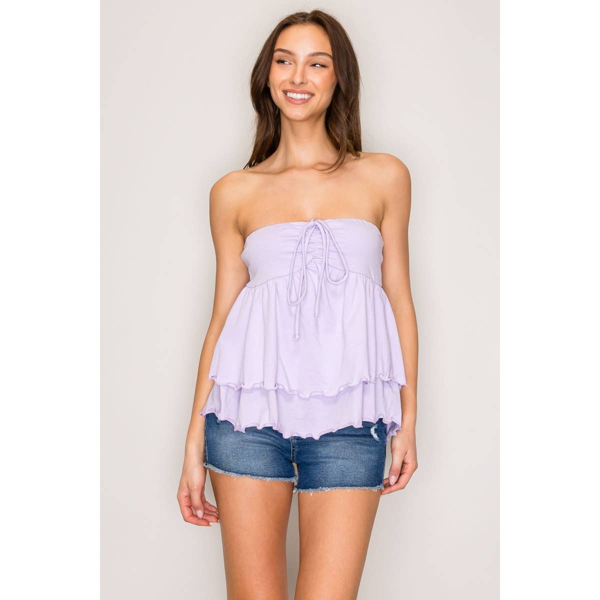 Connie Ruffle Adjustable Tube and Halter Top