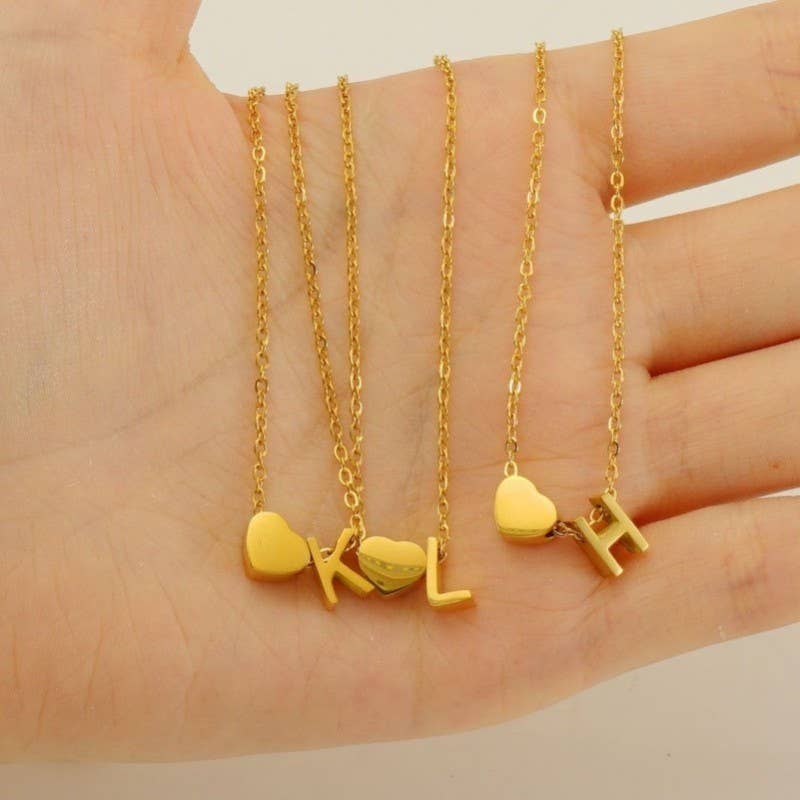 18K STAINLESS STEEL TARNISH FREE INITIAL NECKLACE: A,G, H,L