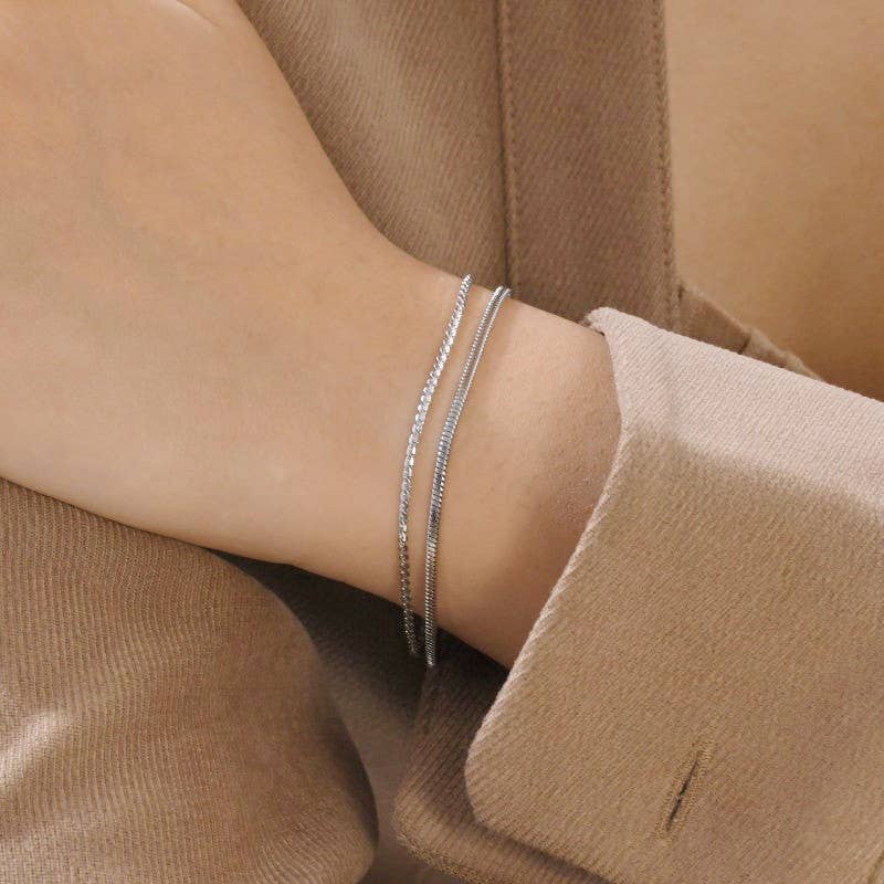 18K STAINLESS STEEL TARNISH FREE LAYERED BRACELET GOLD or Silver