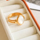 Jade Non-Tarnish Classic Shell Stone Ring: Yellow Gold