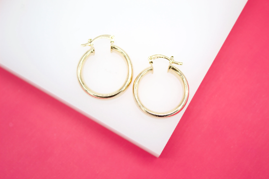 18K Gold Filled 6mm Thin Lever Back Hoop Earrings