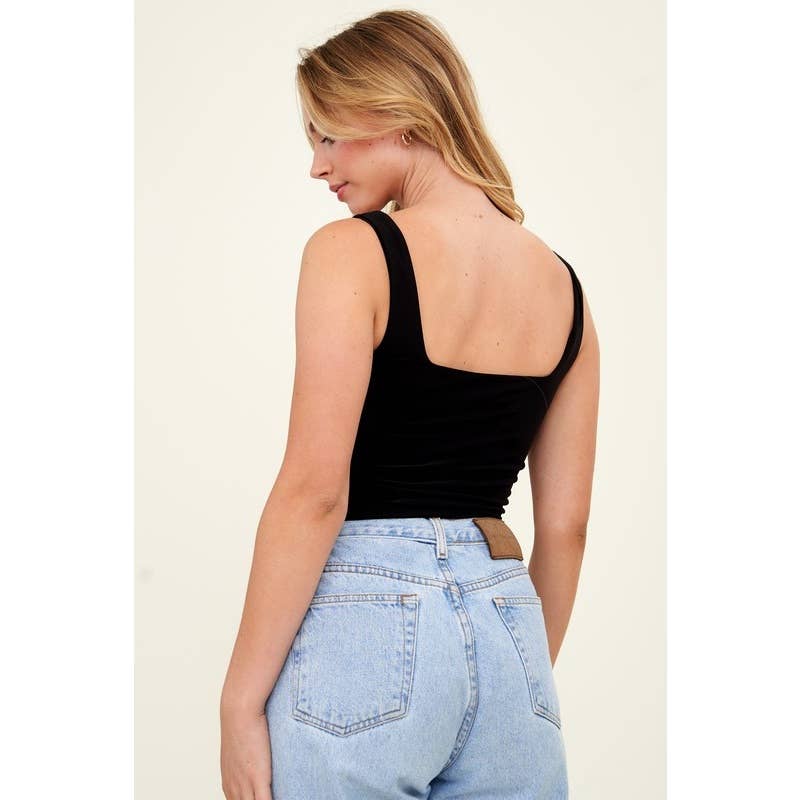 Double Layer Sleeveless Squre Neck Soft Tank Top