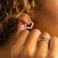 18K Gold PVD Stainless Steel Triple Wave Geometric Ring: Gold or Silver