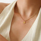 Miraz 18k PVD Gold Non-Tarnish Round Sun Gaze Necklace : Yellow Gold