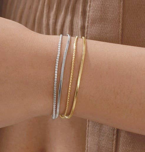 18K STAINLESS STEEL TARNISH FREE LAYERED BRACELET GOLD or Silver