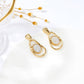 Organic Hammered Gold Mother of Pearl Drop Earrings