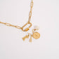 18K Gold PVD Paperclip Carabiner Necklace: Stainless / Gold 18+2"