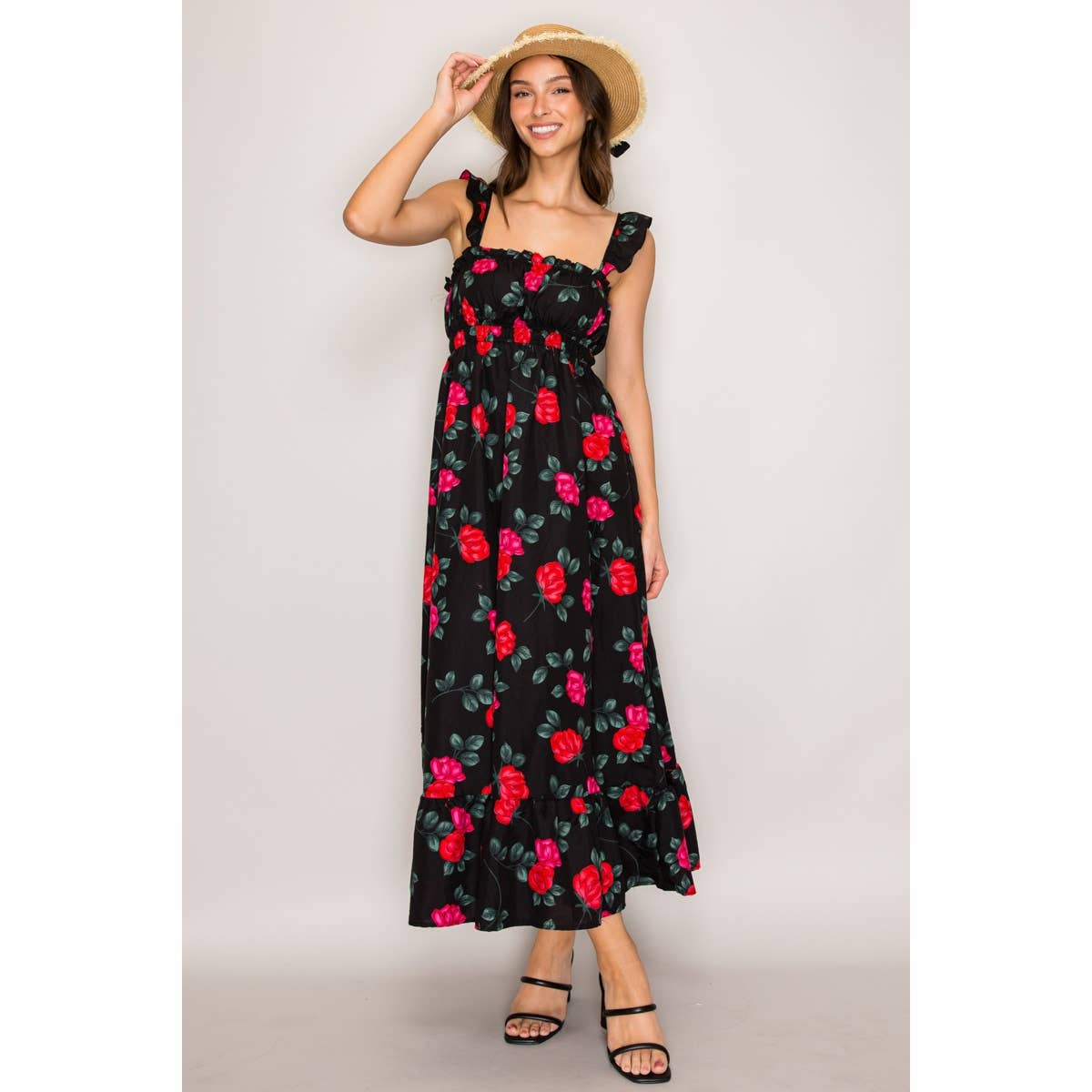 Scarlet Rose Black Flutter Maxi
