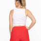 Seamless Ribbed V-Neck Crop Top: White / S:M:L