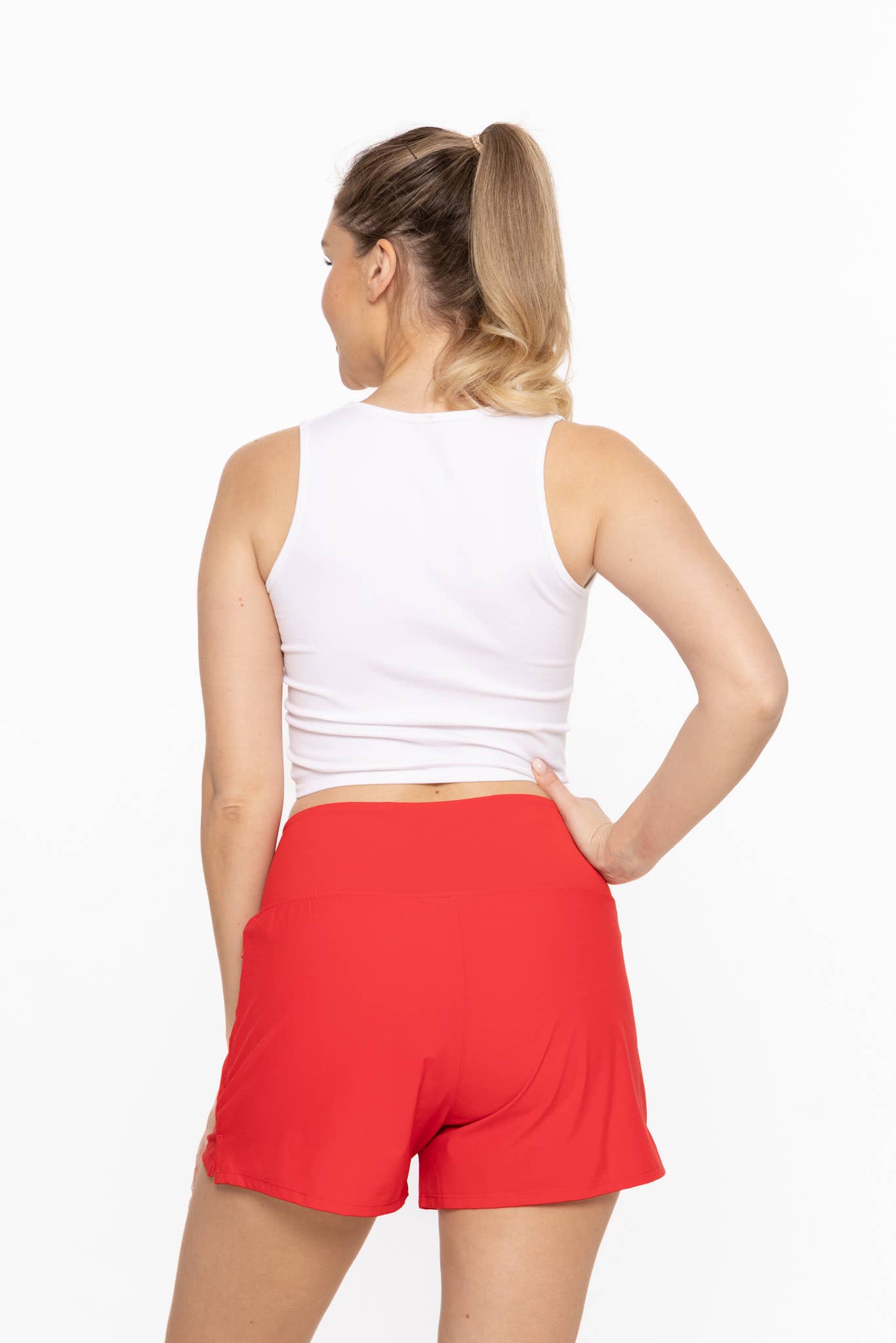 Seamless Ribbed V-Neck Crop Top: White / S:M:L