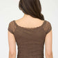 LACE FRONT BOW DETAIL SHORT SLEEVE KNIT TOP