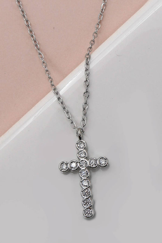 18K STAINLESS STEEL TARNISH FREE CROSS NECKLACE |Silver