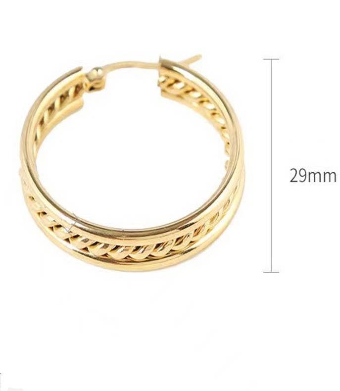 Kristy 18K STAINLESS STEEL WATERPROOF TARNISH FREE HOOPS Gold